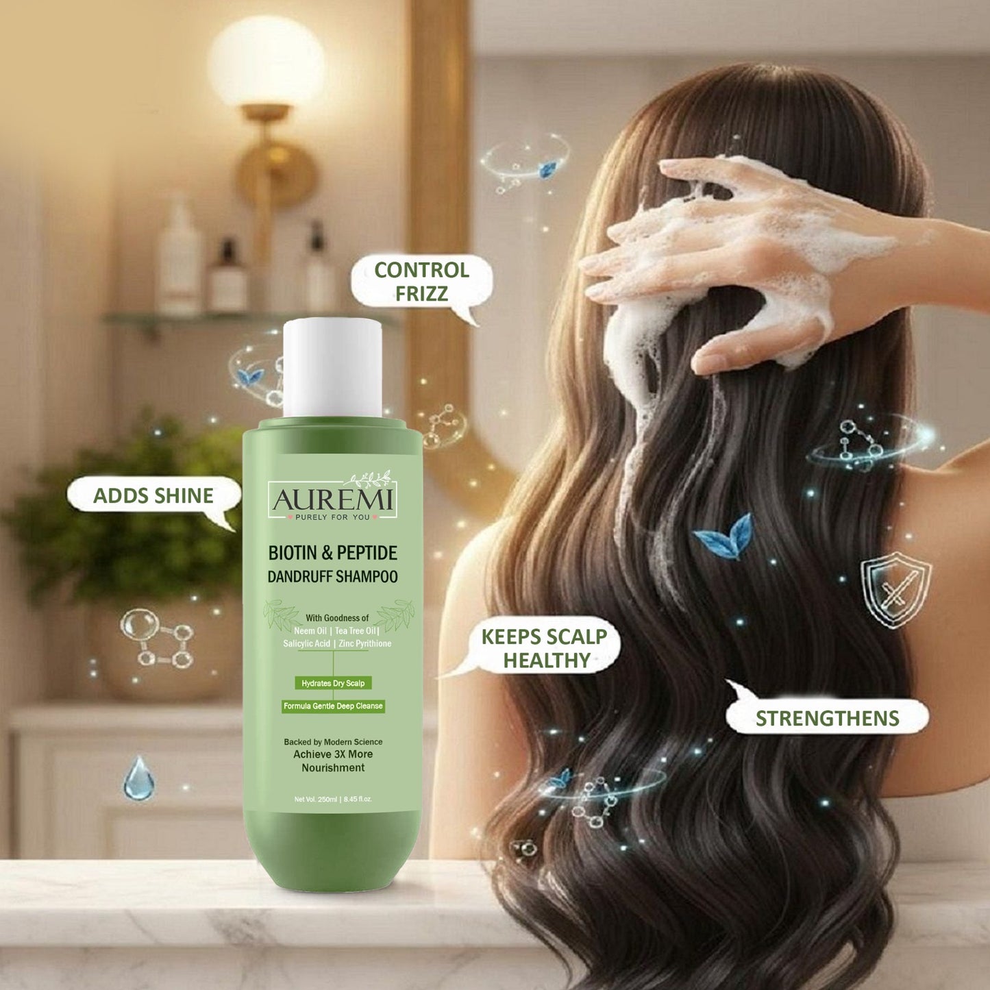 Auremi Biotin & Peptide Shampoo | Daily Scalp Cleansing Formula