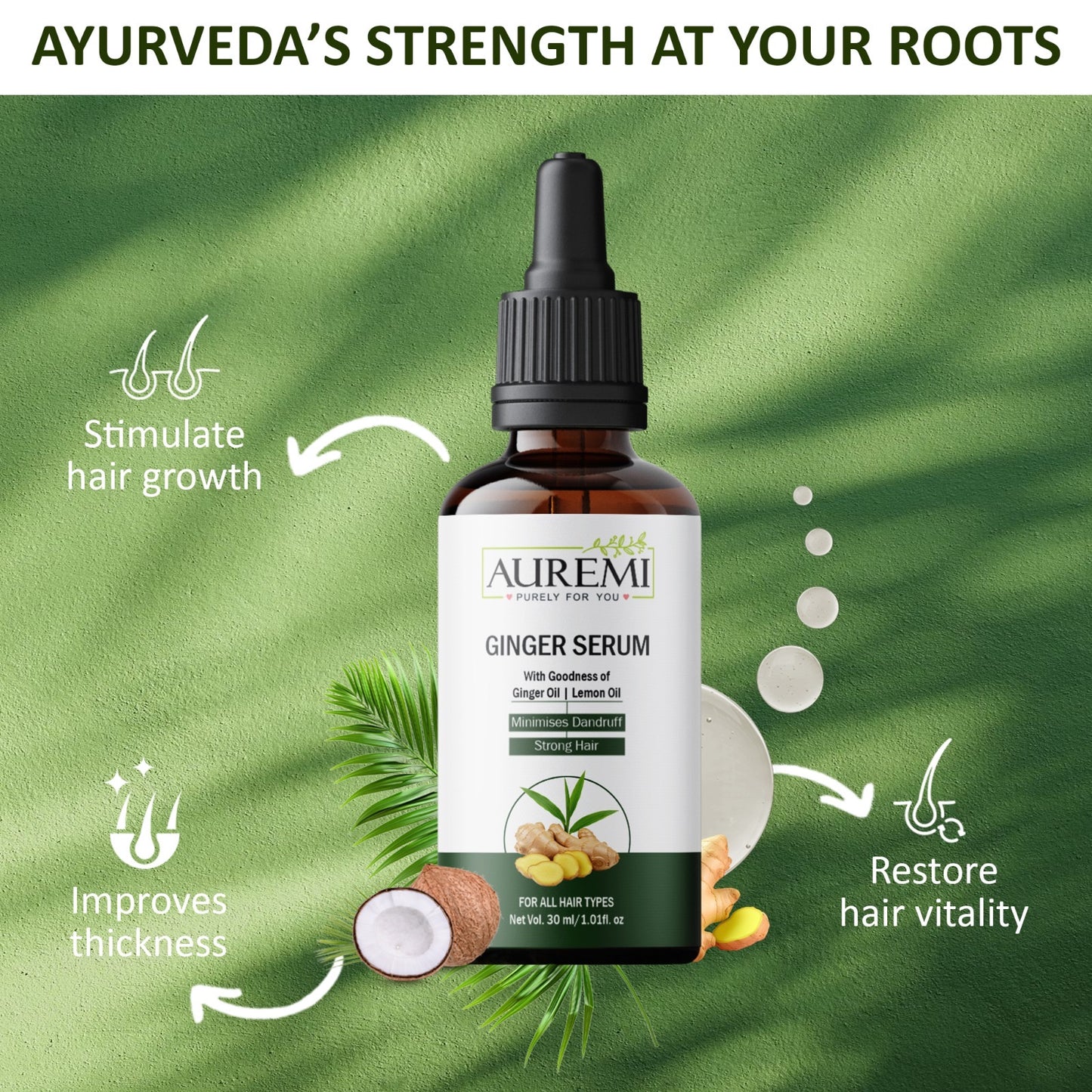 Auremi Ginger Serum | Targeted Scalp Care & Daily Nourishment