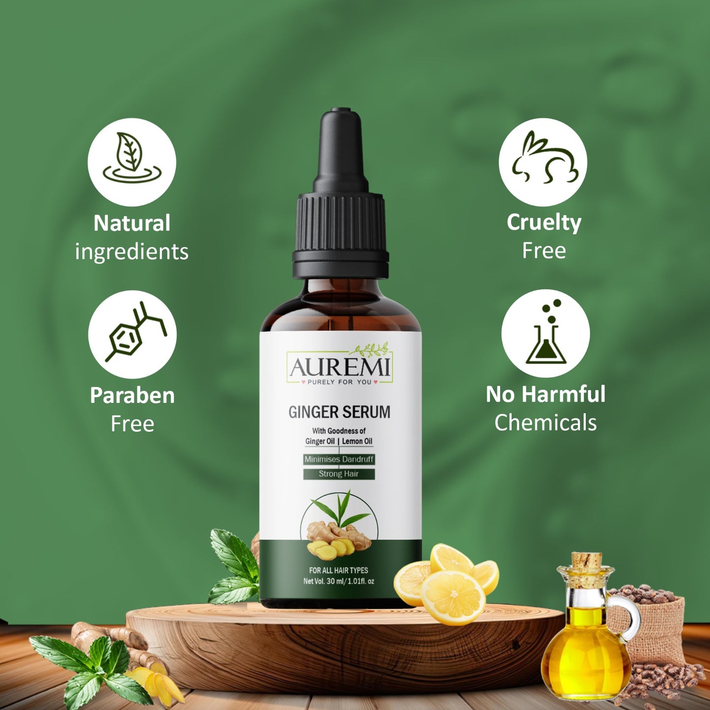 Auremi Ginger Serum | Targeted Scalp Care & Daily Nourishment